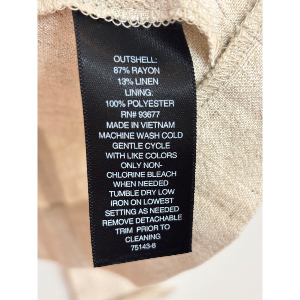 Worthington Womens Oatmeal Linen Blend Belted Sleeveless Longline Blazer Vest M - Picture 6 of 8